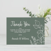 Sage Green Eucalyptus Baby shower Hartelijk dank Bedankkaart (Staand voorkant)
