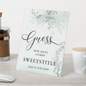 Sage Green Eucalyptus Baby shower raden hoeveel Reclamebord Met Voetstuk (Insitu)