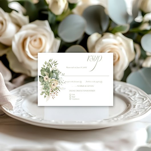 Sage Green Eucalyptus Botanical Floral RSVP | Kaartje