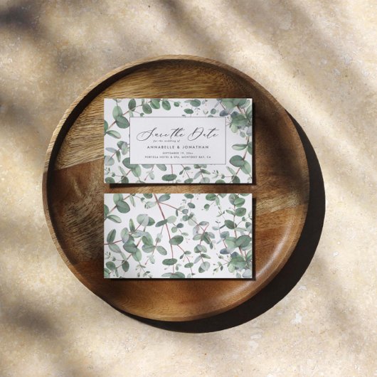 Sage green Eucalyptus botanical folious modern Sav Save The Date