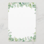 Sage Green Eucalyptus Botanical Wedding PROGRAM Programmakaart (Achterkant)