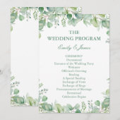 Sage Green Eucalyptus Botanical Wedding PROGRAM Programmakaart (Voorkant / Achterkant)