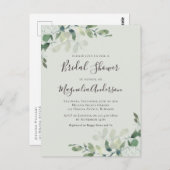 Sage Green Eucalyptus Bruidsdouche uitnodiging (Voorkant / Achterkant)