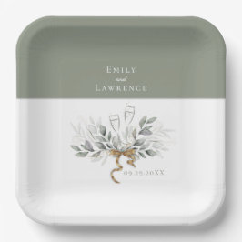 Sage Green Eucalyptus Champagne Weddenschap Borden Papieren Bordje