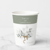 Sage Green Eucalyptus Champagne Weddenschap Paper Papieren Bekers (Achterkant)