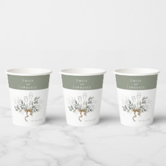 Sage Green Eucalyptus Champagne Weddenschap Paper  Papieren Bekers