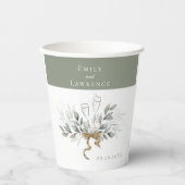 Sage Green Eucalyptus Champagne Weddenschap Paper Papieren Bekers (Voorkant)