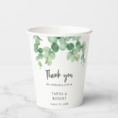 Sage Green Eucalyptus Dank je wel de legant met br Papieren Bekers (Achterkant)