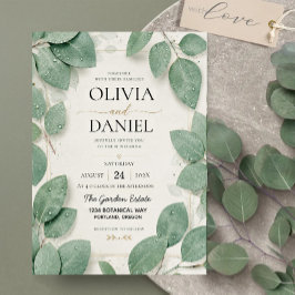Sage Green Eucalyptus Dewdrop Botanical Leaves Acryl Uitnodigingen