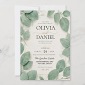 Sage Green Eucalyptus Dewdrop Botanical Leaves Kaart (Voorkant)