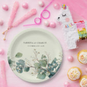 Sage Green Eucalyptus Elegant Boho Papieren Bordje (Feest)