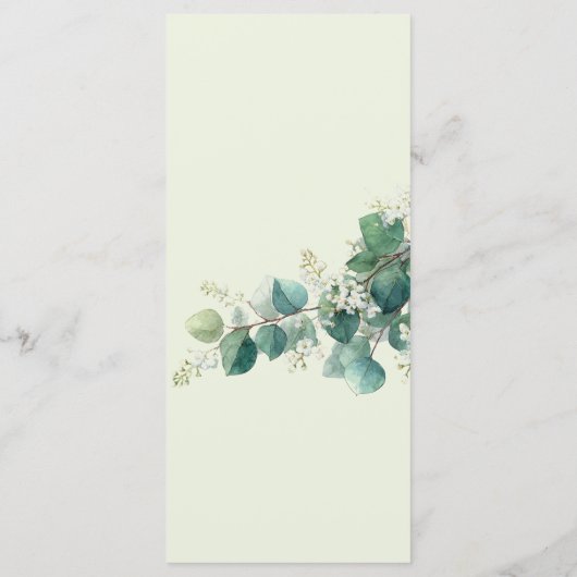 Sage Green Eucalyptus Elegant Boho Wedding Menu (Achterkant)