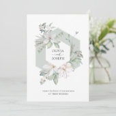 Sage Green | Eucalyptus en Magnolia bruiloft Kaart (Staand voorkant)