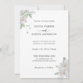 Sage Green | Eucalyptus en Magnolia bruiloft Kaart (Achterkant)