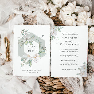 Sage Green   Eucalyptus en Magnolia bruiloft Kaart