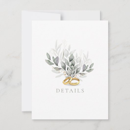 Sage Green Eucalyptus Flat Wedding Details Kaart (Achterkant)