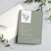 Sage Green Eucalyptus Flat Wedding Invite Kaart