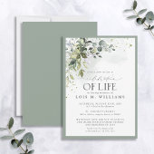Sage Green Eucalyptus Floral Celebration of Life Kaart