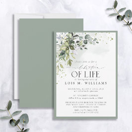 Sage Green Eucalyptus Floral Celebration of Life Kaart