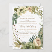 Sage Green Eucalyptus Floral  Rustic Wedding | Kaart (Voorkant)