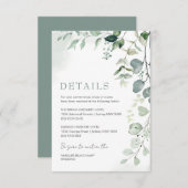 Sage Green Eucalyptus Garden Weddenschap Details Informatiekaartje (Voorkant / Achterkant)