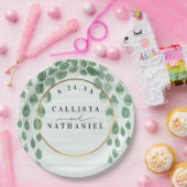 Sage Green Eucalyptus Garland Gold Oval Weddenscha Papieren Bordje (Feest)