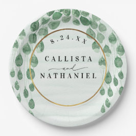 Sage Green Eucalyptus Garland Gold Oval Weddenscha Papieren Bordje