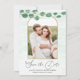 Sage Green Eucalyptus Garland Gold Oval Weddenscha Save The Date