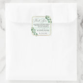 Sage Green Eucalyptus Garland Gold Oval Weddenscha Vierkante Sticker (Tas)