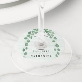 Sage Green Eucalyptus Garland Gold Oval Weddenscha Wijnglaslabel