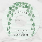 Sage Green Eucalyptus Garland Gold Oval Weddenscha Wijnglaslabel (Voorkant)