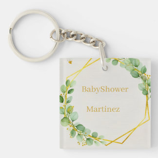 Sage Green Eucalyptus Gold Baby Shower Paper Plate Sleutelhanger