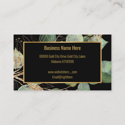 SAGE GREEN EUCALYPTUS GOLD BLACK 2 VISITEKAARTJE (Achterkant)