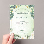 Sage Green Eucalyptus Green Botanical Wedding Acryl Uitnodigingen (Insitu (Draagbaar))