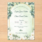 Sage Green Eucalyptus Green Botanical Wedding Acryl Uitnodigingen (Voorkant)