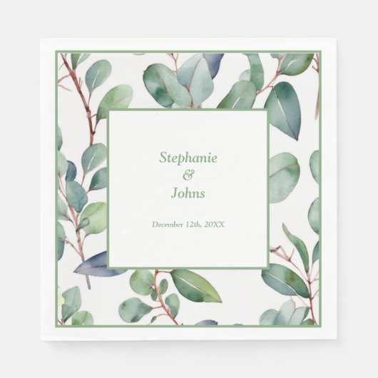 Sage Green Eucalyptus Greenery Art Eenvoudige brui Servet (Voorkant)