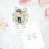 Sage Green Eucalyptus Greenery Bewaar de datum Fot Kaart