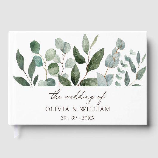 Sage Green Eucalyptus Greenery Bruidsbladeren Gastenboek (Voorkant)