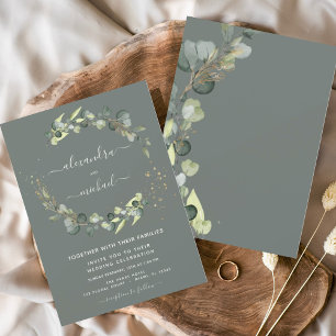 Sage Green Eucalyptus Greenery Elegant Wedding Kaart