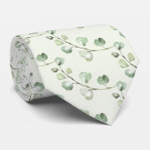 Sage Green Eucalyptus Greenery Elegant Wedding Stropdas (Opgerold)