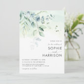 Sage Green Eucalyptus Greenery in one Wedding Kaart (Staand voorkant)