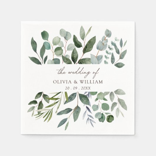 Sage Green Eucalyptus Greenery Leaf Wedding Servet (Voorkant)