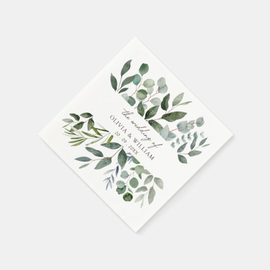 Sage Green Eucalyptus Greenery Leaf Wedding Servet (Hoek)