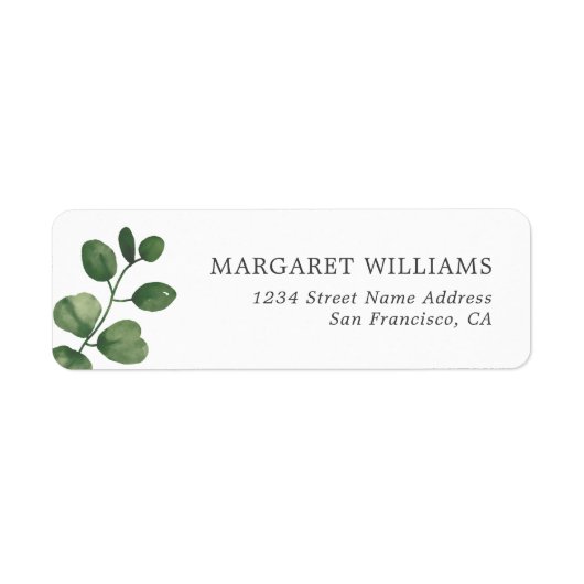 Sage Green Eucalyptus Greenery Return Address Etiket (Voorkant)
