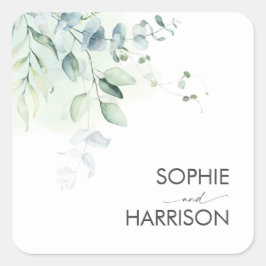 Sage Green Eucalyptus Greenery Square Sticker
