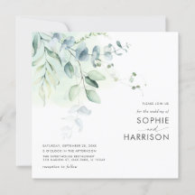 Sage Green Eucalyptus Greenery Square Weddenschap