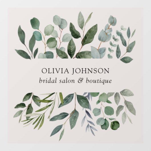 Sage Green Eucalyptus Greenery verlaat de deur Raamsticker (Vel)