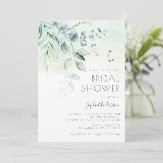 Sage Green Eucalyptus Greenery Vrijgezellenfeest Kaart (Staand voorkant)