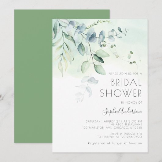 Sage Green Eucalyptus Greenery Vrijgezellenfeest Kaart (Voorkant / Achterkant)