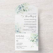 Sage Green Eucalyptus Greenery Weddenschap All In One Uitnodiging (Binnen)